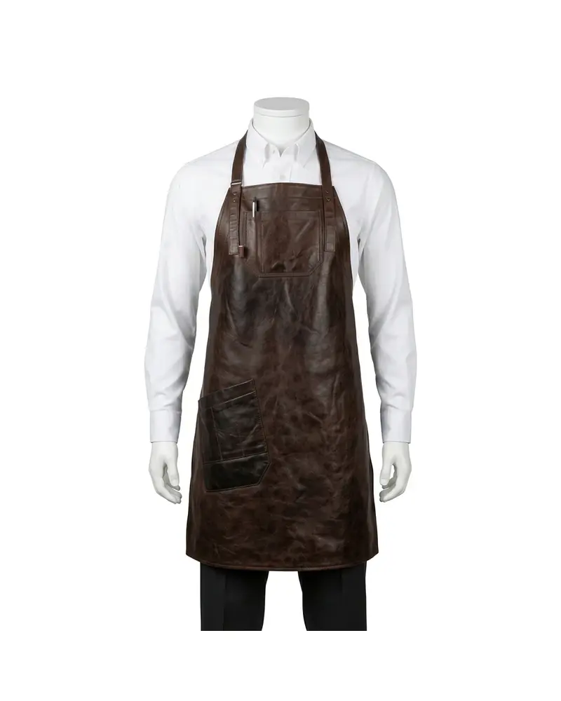 Black Bib-Front Leather Apron