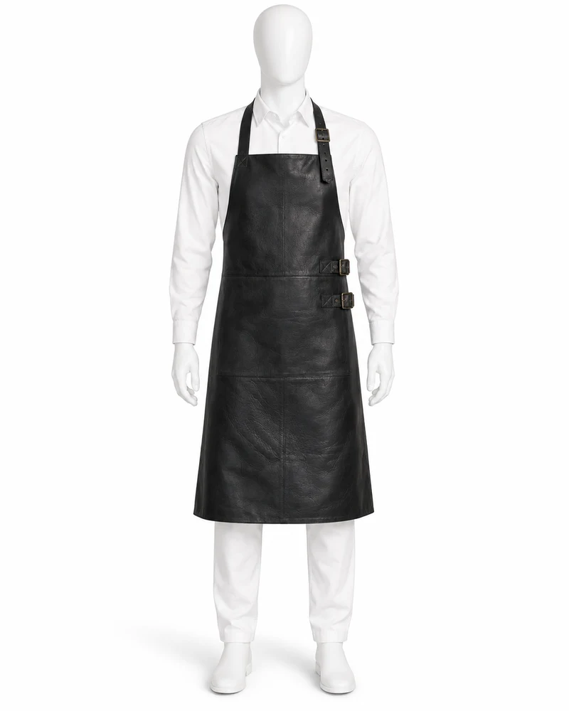 Black Buckle-Side Leather Apron