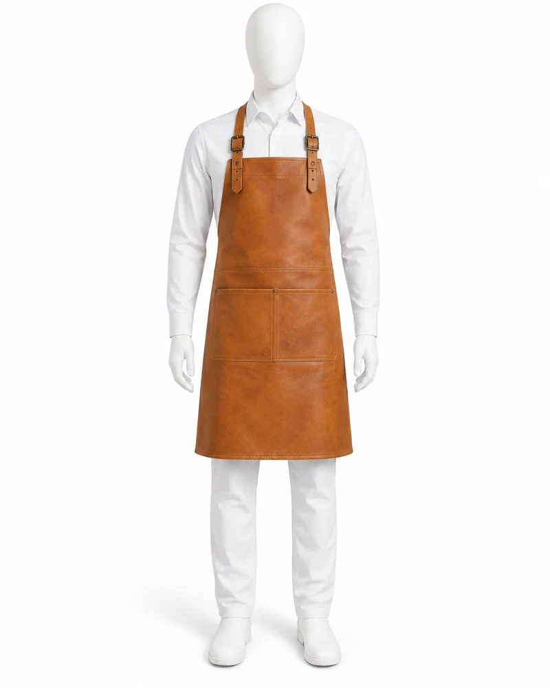 Tan Double-Buckle Leather Apron