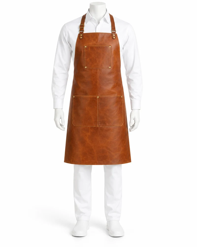 Cognac Riveted-Pocket Leather Apron