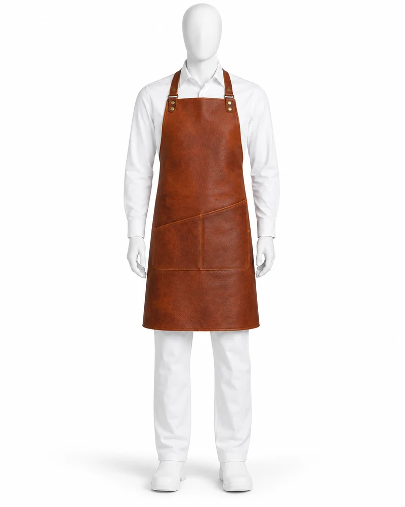 Rust Angled-Pocket Leather Apron