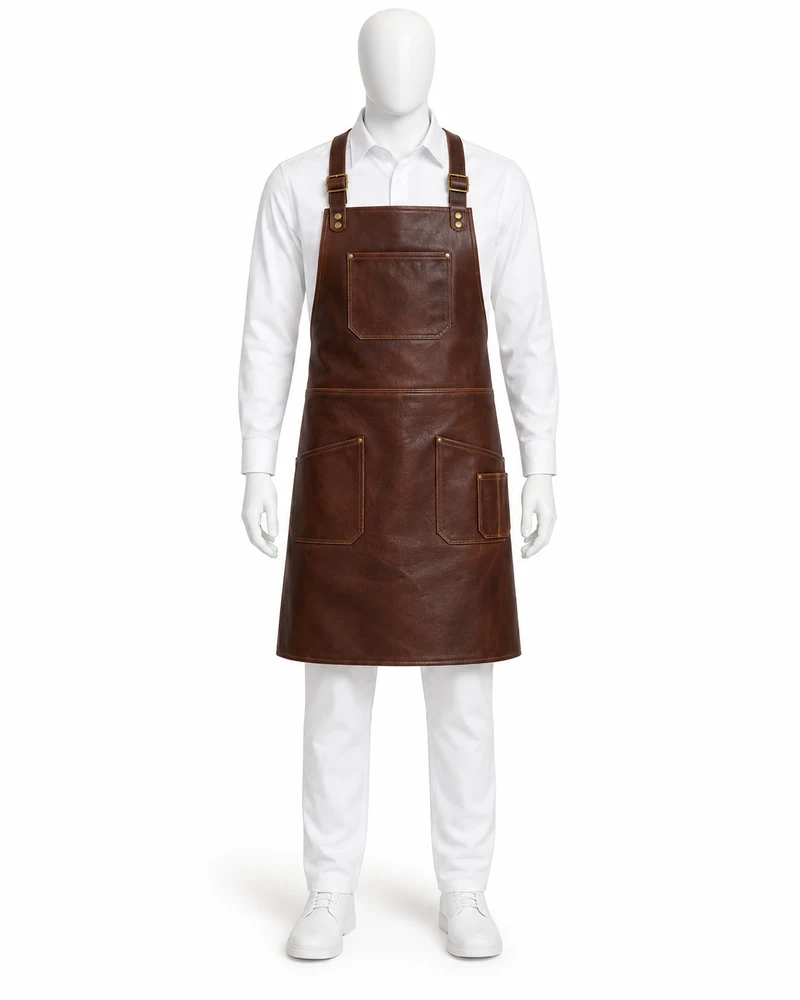 Chocolate Brown Five-Pocket Workshop Leather Apron