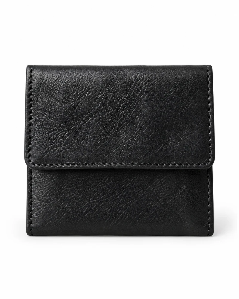 Black Fold-Over Leather Card Holder