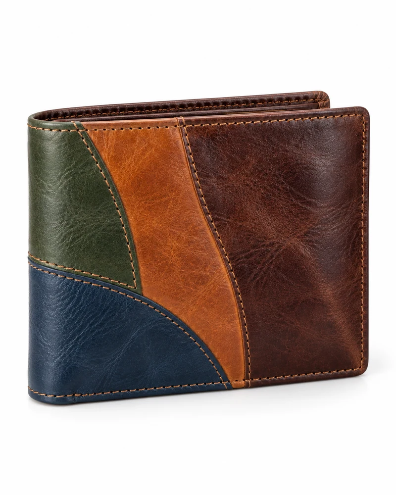 Multicolour Textured Leather Bifold Wallet