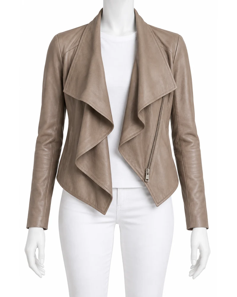 Mushroom Women's Waterfall Moto Leather Jacket