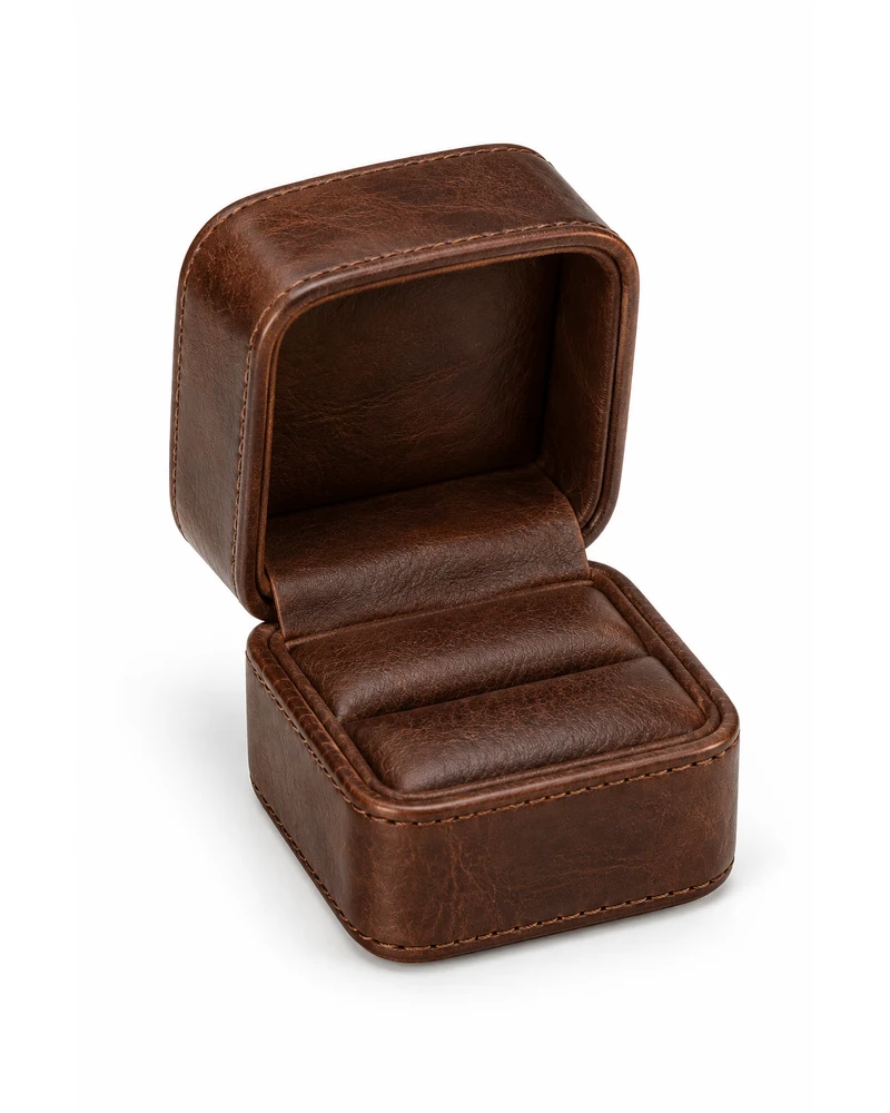 Chocolate Brown Ring Box Leather Accessory