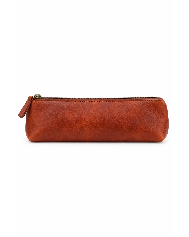 Rust Pencil Zip Pouch Leather Accessory