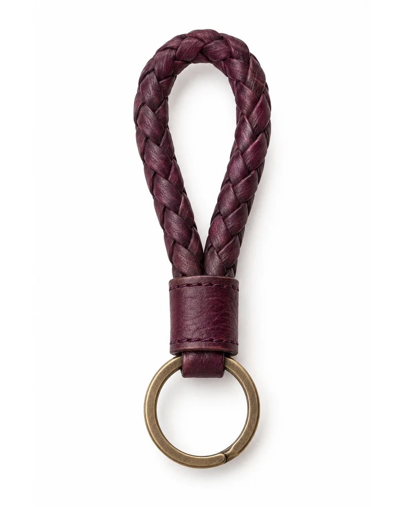 Aubergine Braided Key Loop Leather Accessory