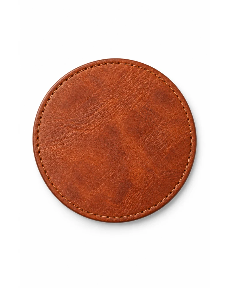Copper Round Coaster Leather Accessory