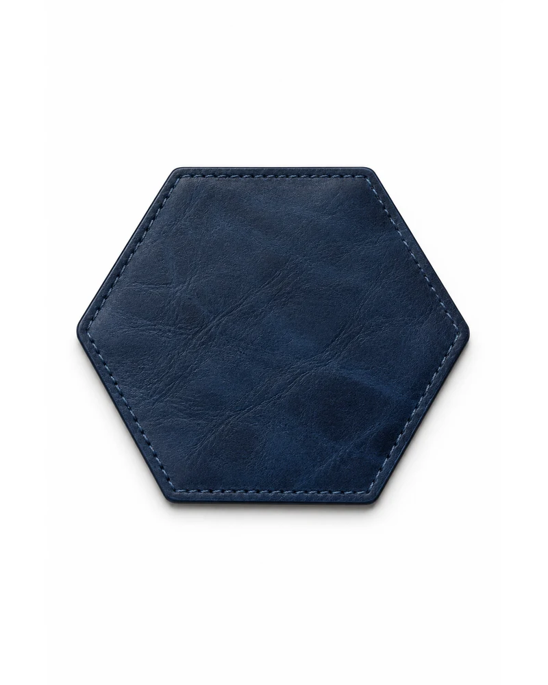 Midnight Blue Hexagonal Coaster Leather Accessory