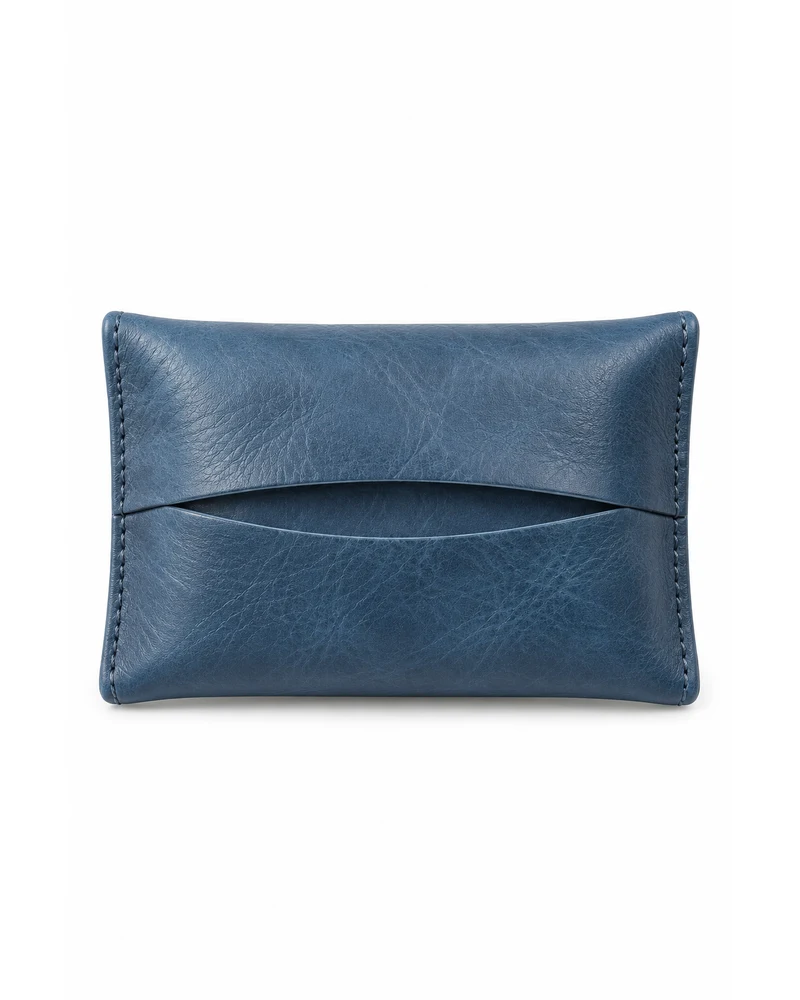 Steel Blue Pocket Tissue Sleeve Leather Accessory