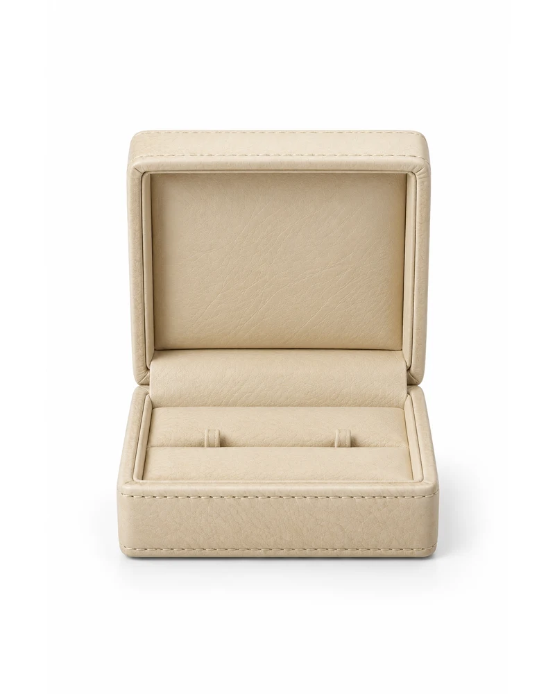 Cream Cufflink Box Leather Accessory