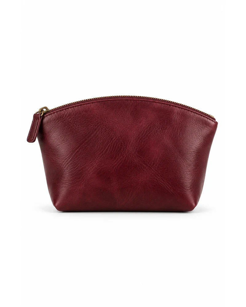 Wine Makeup Zip Pouch Leather Accessory
