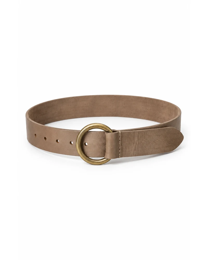 Taupe O-Ring Loop Leather Belt