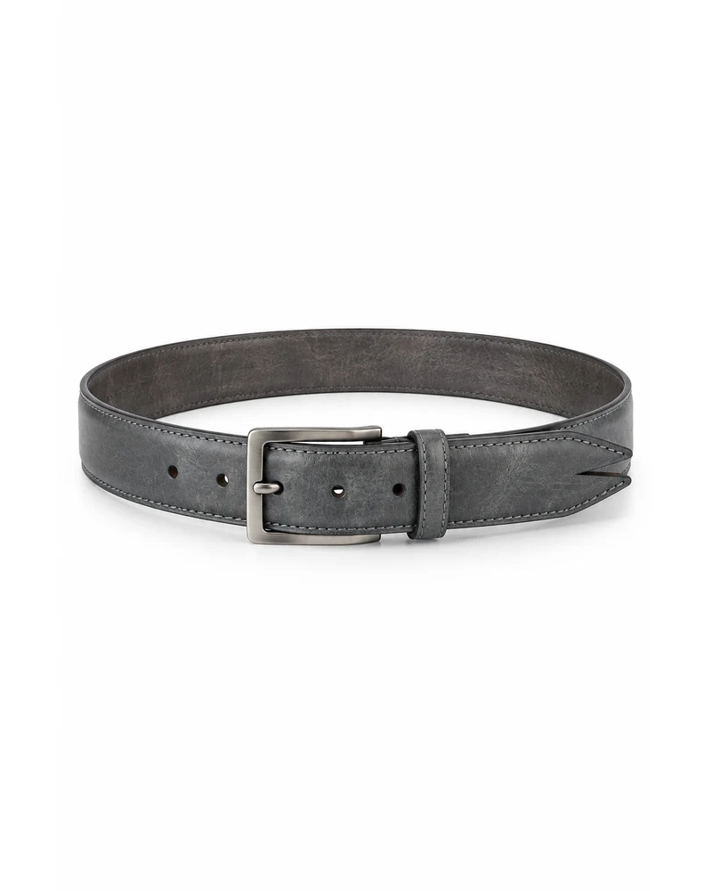 Slate Grey Split-Tip Dress Leather Belt