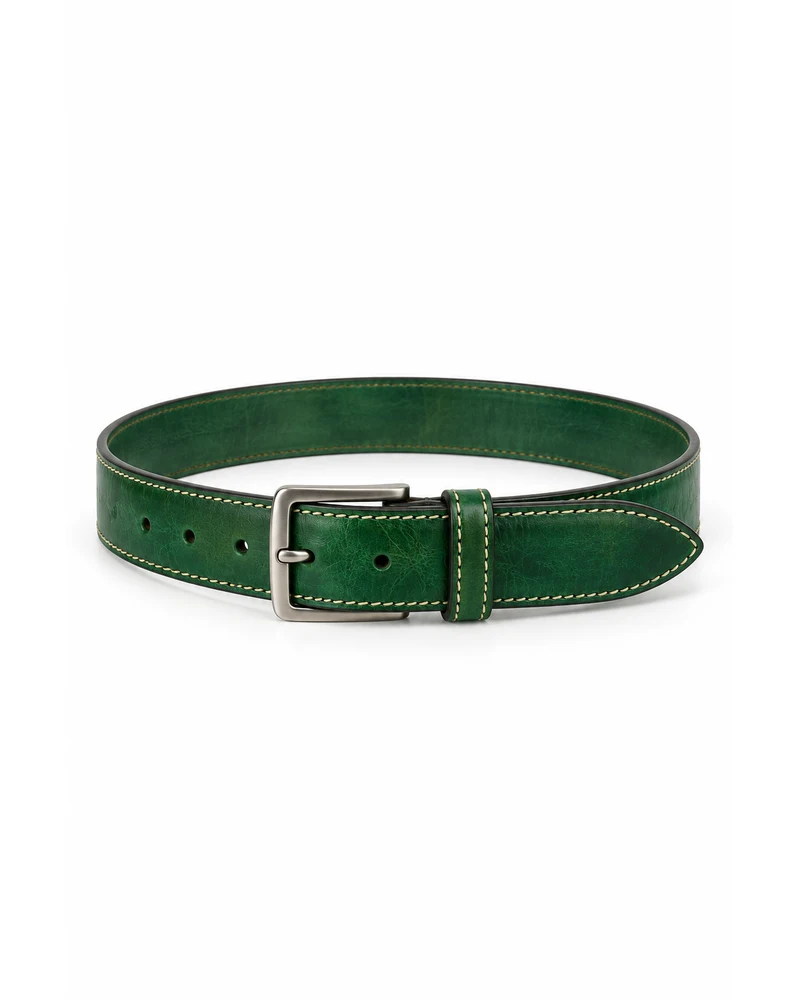 Emerald Bridle Stitch Leather Belt
