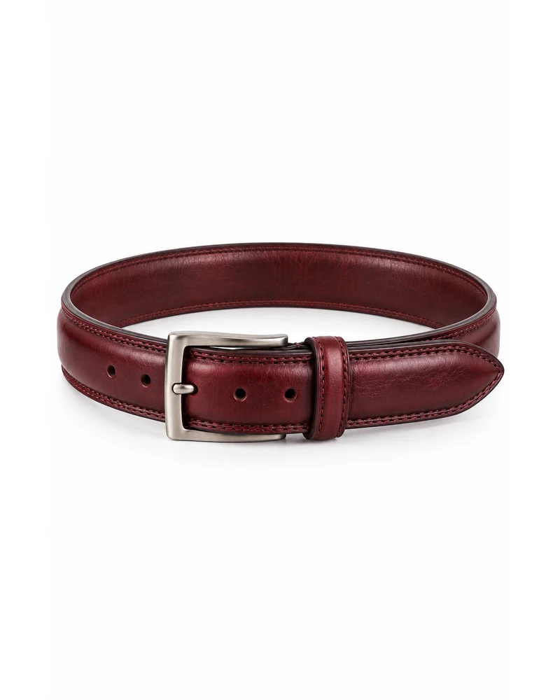 Maroon Padded-Centre Leather Belt