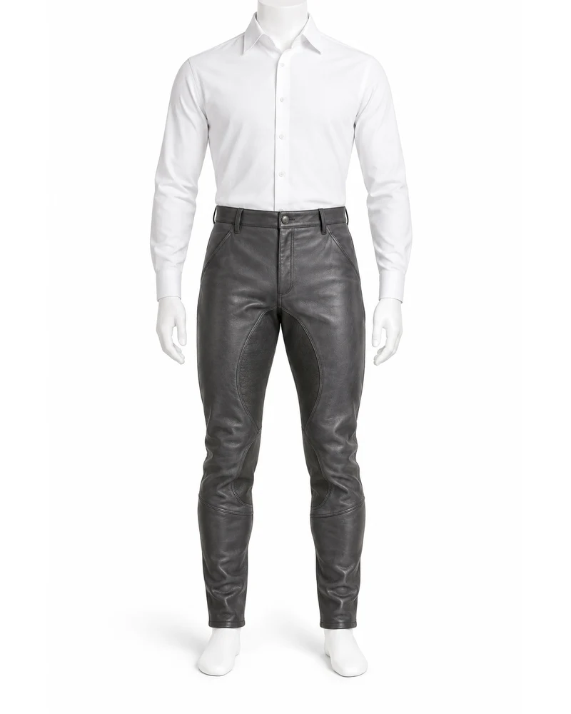 Graphite Men Reinforced-Seat Equestrian Leather Trousers
