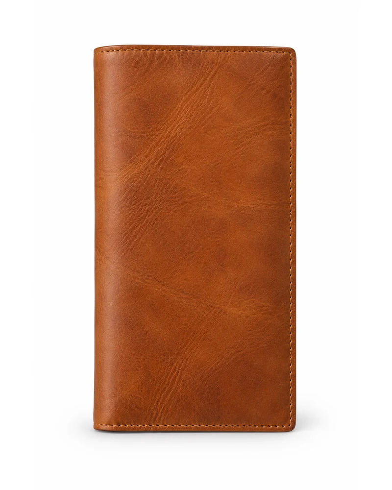 Tan Long Coat-Pocket Men Leather Wallet
