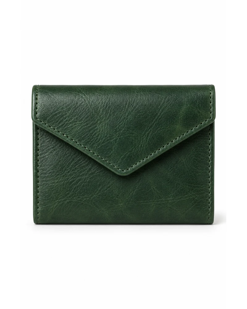 Forest Green Envelope-Flap Men Leather Wallet