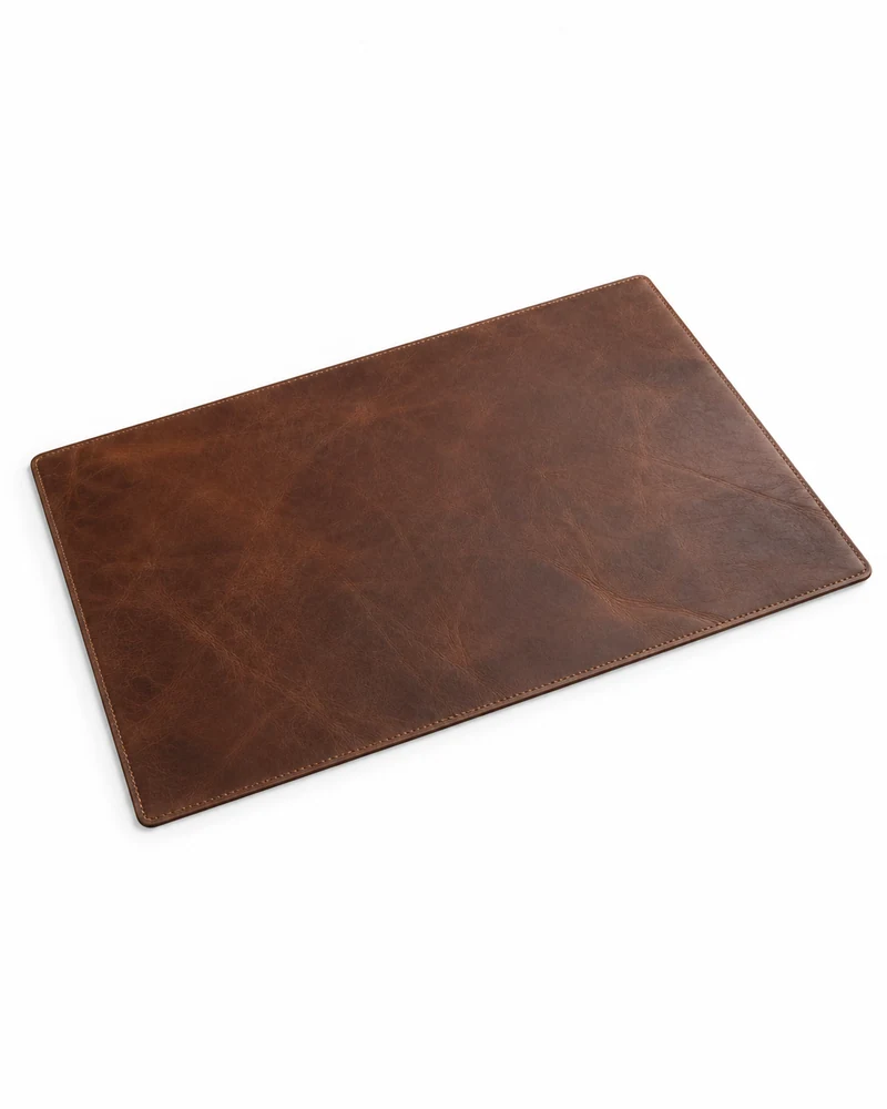 Chocolate Brown Rectangular Leather Desk Mat