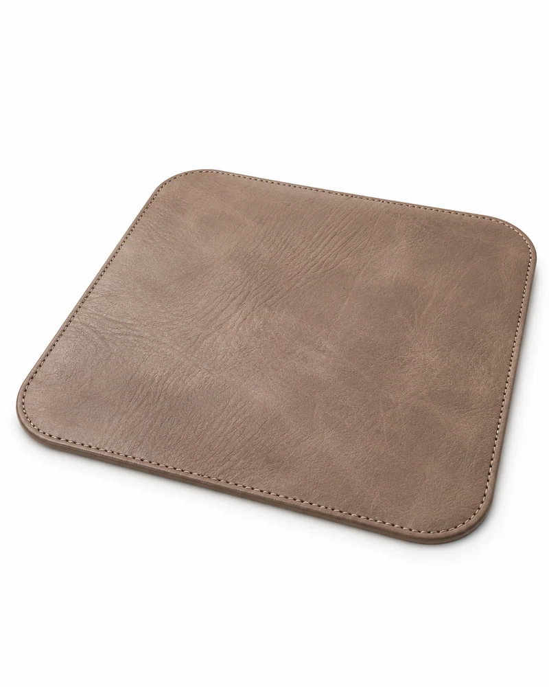 Taupe Rounded Leather Mouse Pad