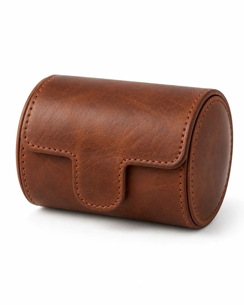 Chestnut Single Leather Watch Travel Case