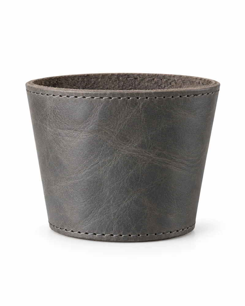 Slate Grey Leather Coffee Cup Sleeve