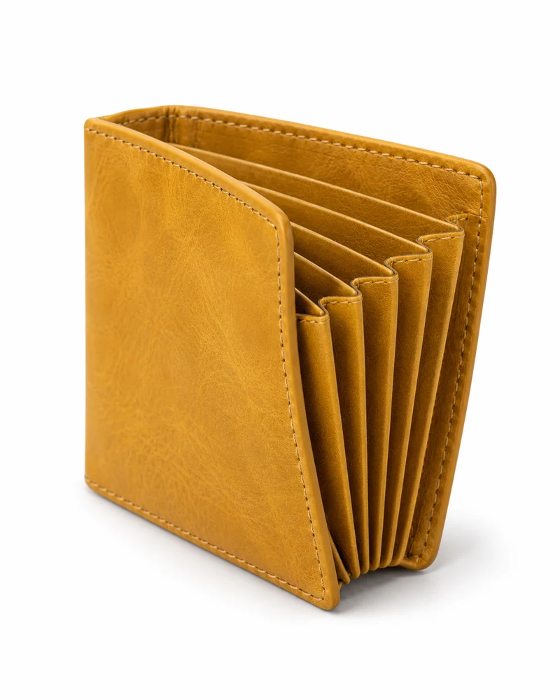 Mustard Accordion Leather Card Holder