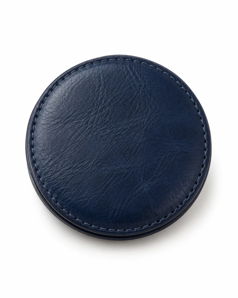 Midnight Blue Leather Pocket Mirror Case