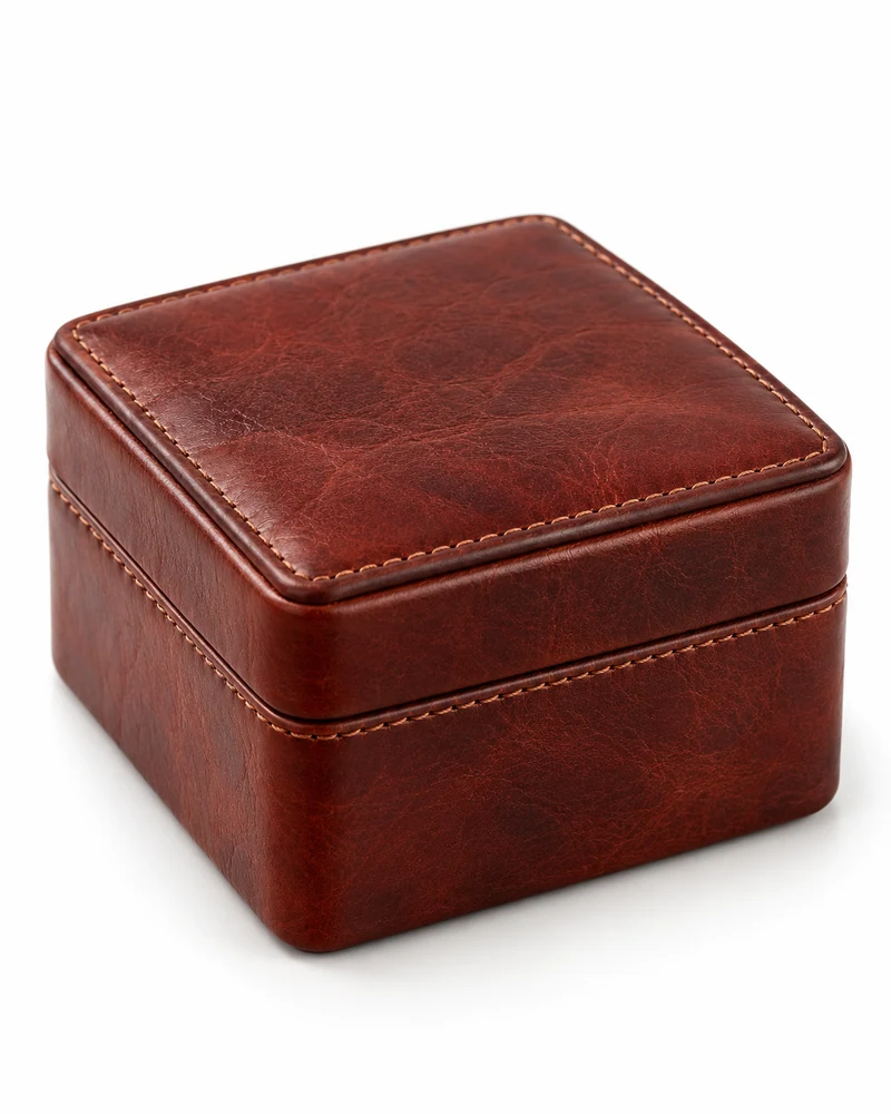 Rosewood Leather Square Trinket Box