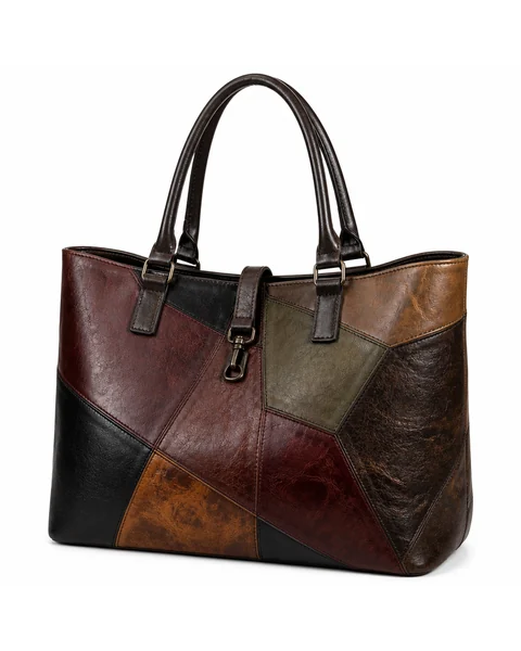 Reclaimed leather panel weekender bag design