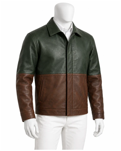 Men Leather Jackets — Design concept 33, 4 large reclaimed leather panels