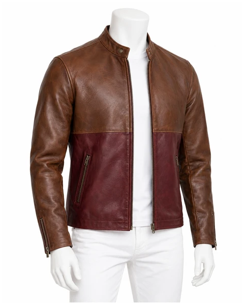 Motorbike Leather Jackets — Design concept 93, 4 large reclaimed leather panels