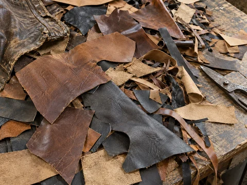 Material illustration: Leather cutting-room remnants and trimming waste