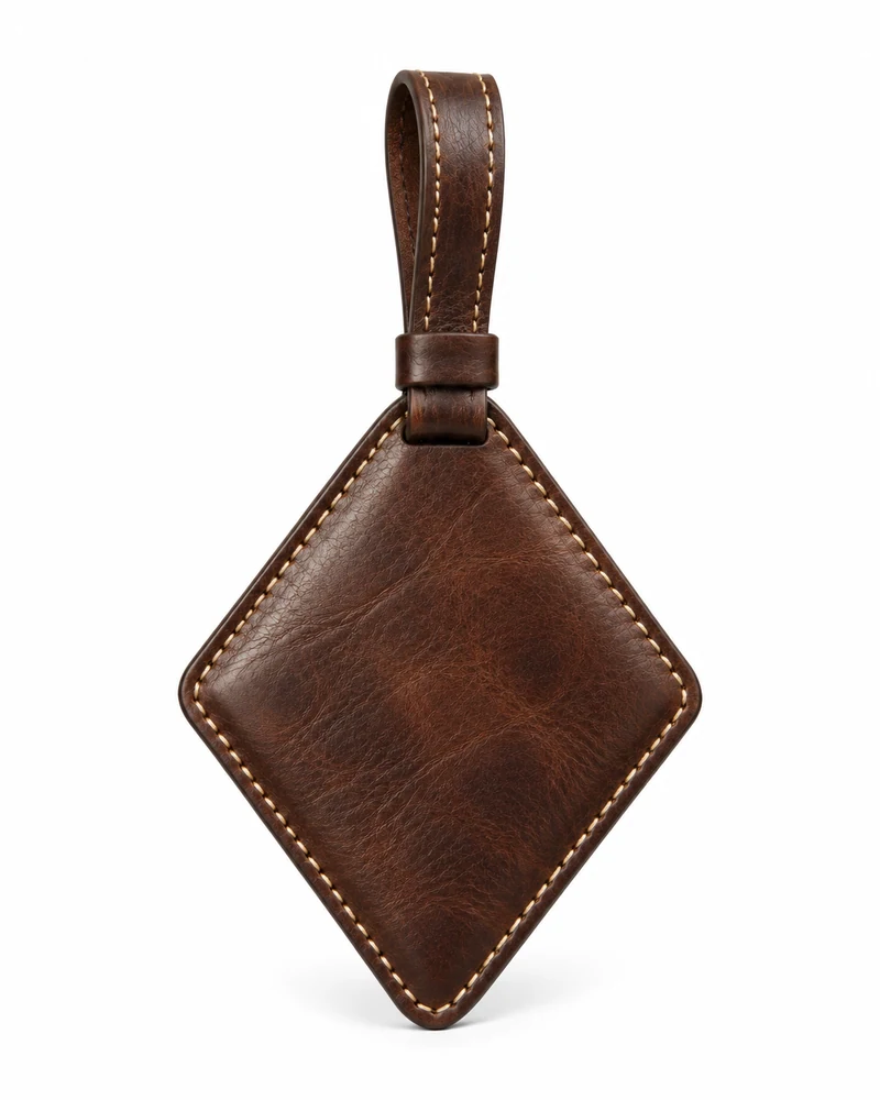 Chocolate Brown Diamond Leather Bag Tag