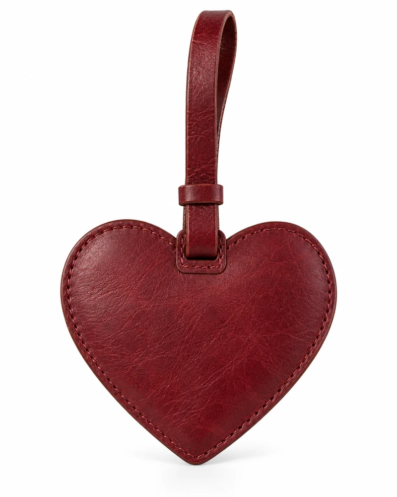 Wine Heart-Shaped Leather Bag Tag