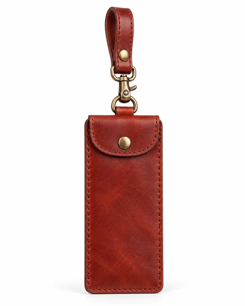 Brick Red Windowless Leather Address Tag