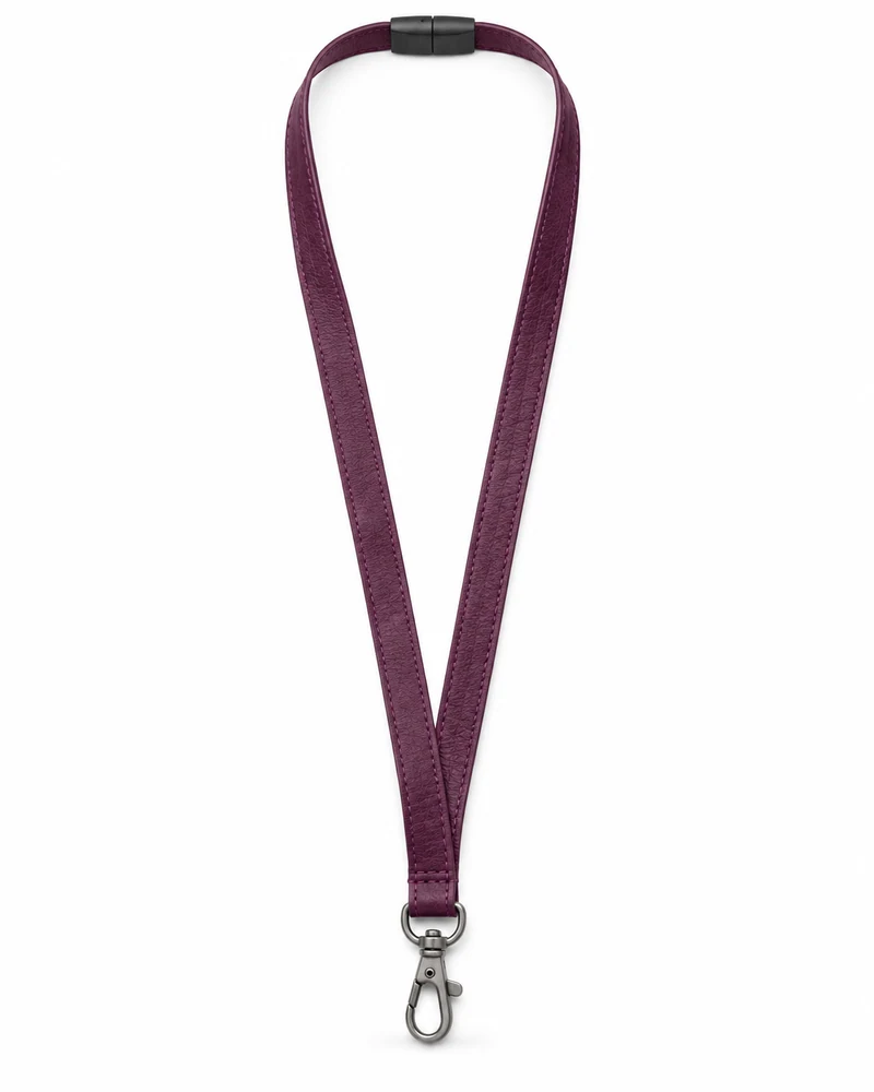 Plum Breakaway Leather ID Lanyard