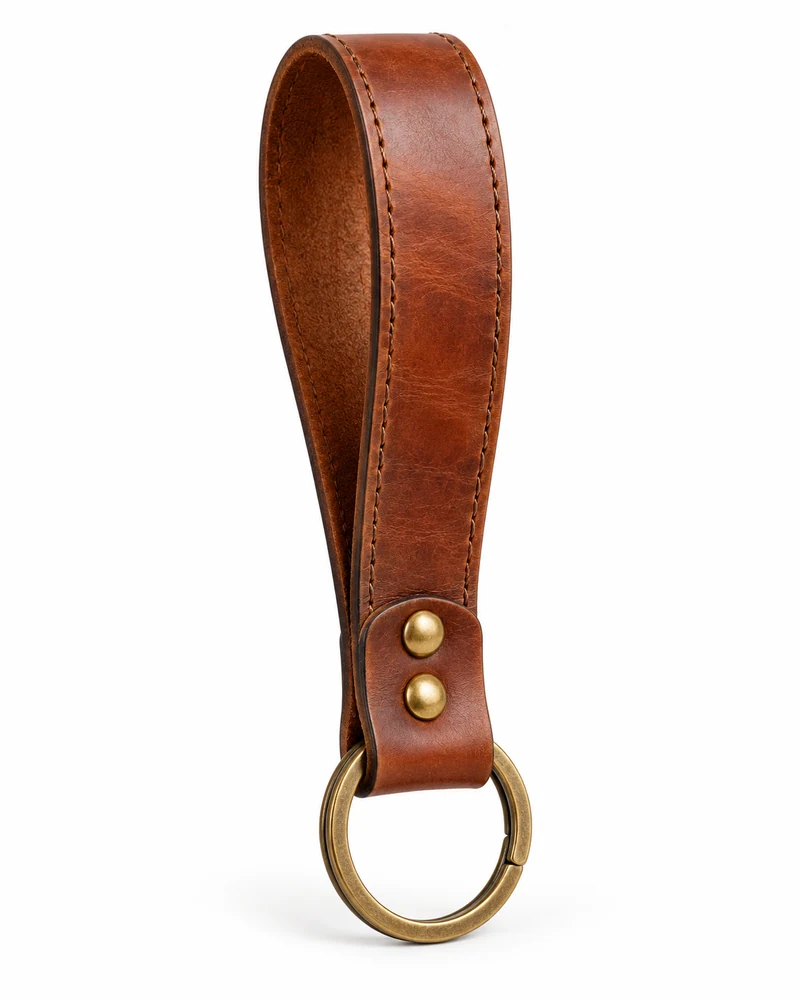 Copper Brown Riveted Leather Wrist Loop