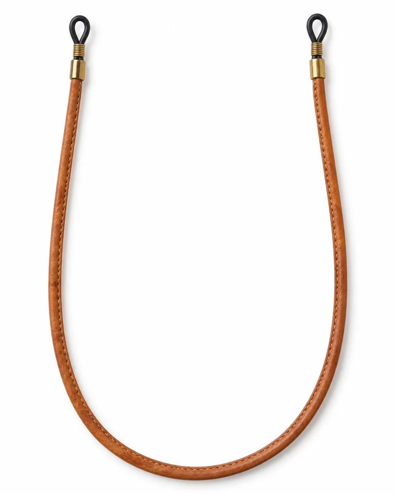 Antique Gold Tan Leather Eyewear Lanyard