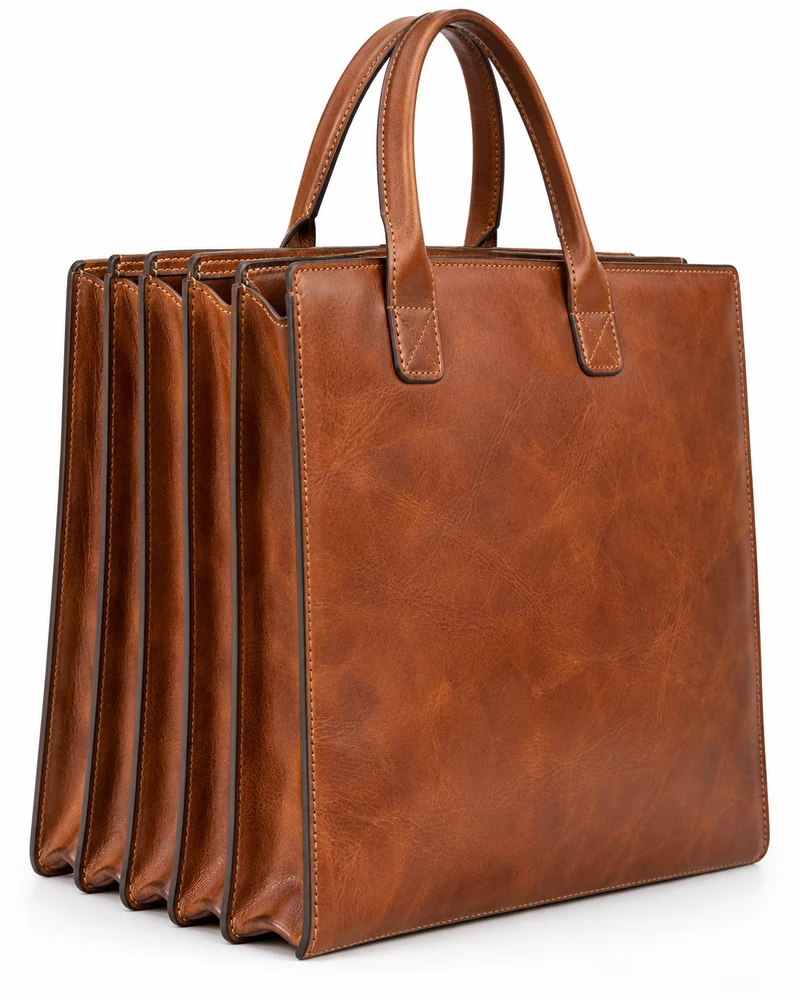 Concertina Document Bag Vegetable-Tanned Leather Bag