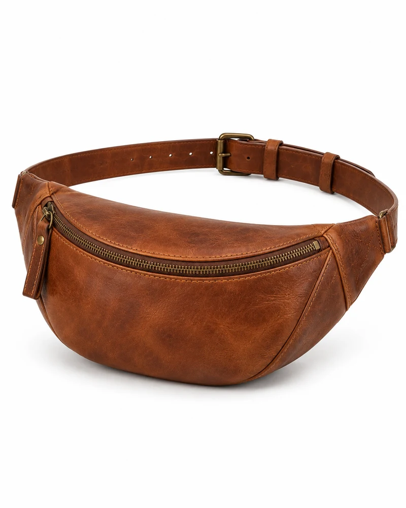 Kidney Belt Bag Vegetable-Tanned Leather Bag