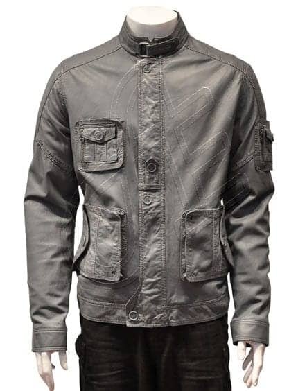 Grey Asymmetric-Pocket Men Leather Jacket
