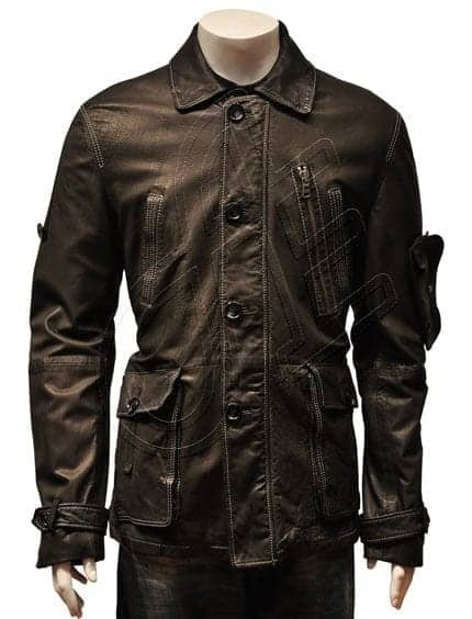 Dark Brown Point-Collar Men Leather Jacket