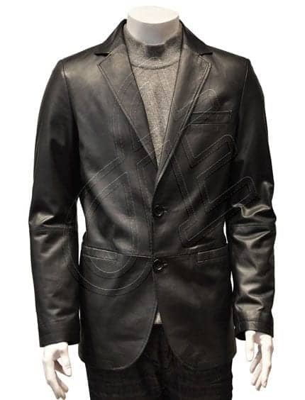 Black Classic Men Leather Blazer