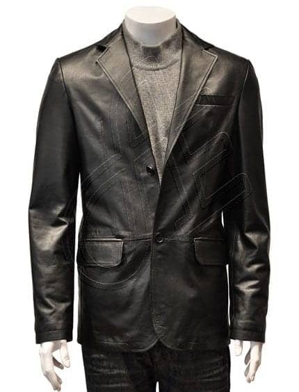 Black Classic Men Leather Blazer