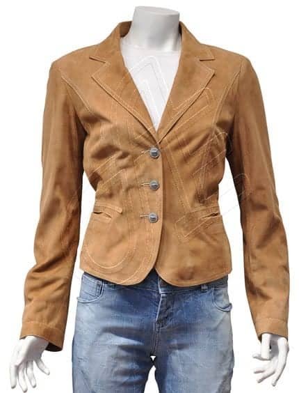 Tan Classic Women Leather Blazer